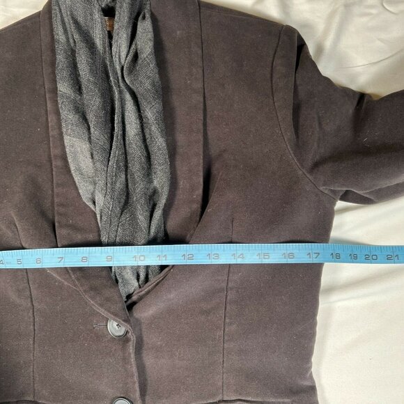 Mara Hoffman Blazer Jacket Velvet Button Attached Wool Scarf Black Gray S/M - Picture 6 of 14